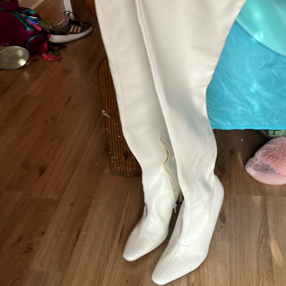Color is crème. Forever 21 thigh high boots.